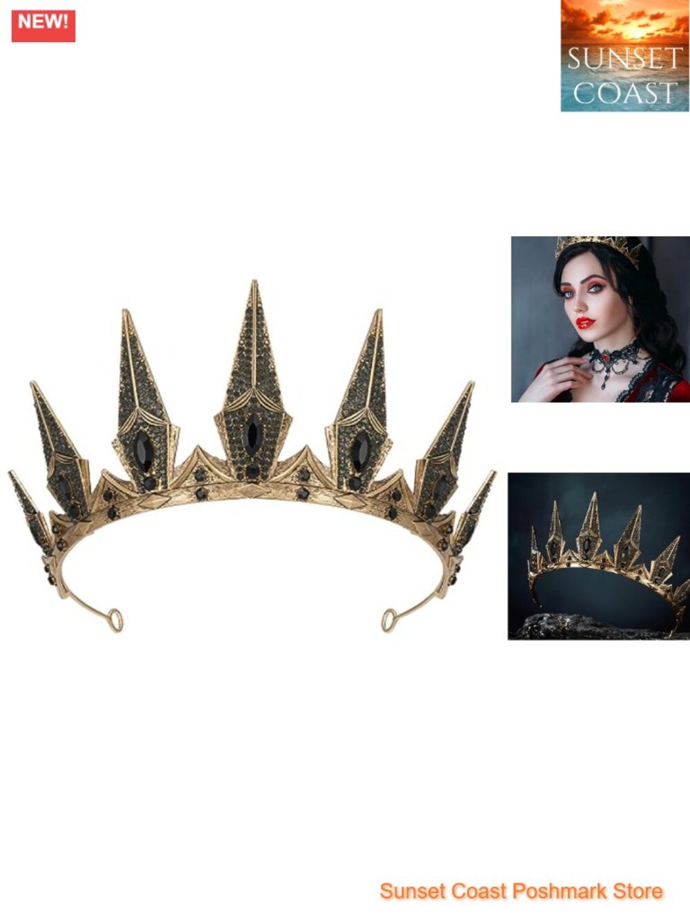 Gothic Crown Metal Alloy Witch Evil Queen Tiara Halloween Cosplay Headband